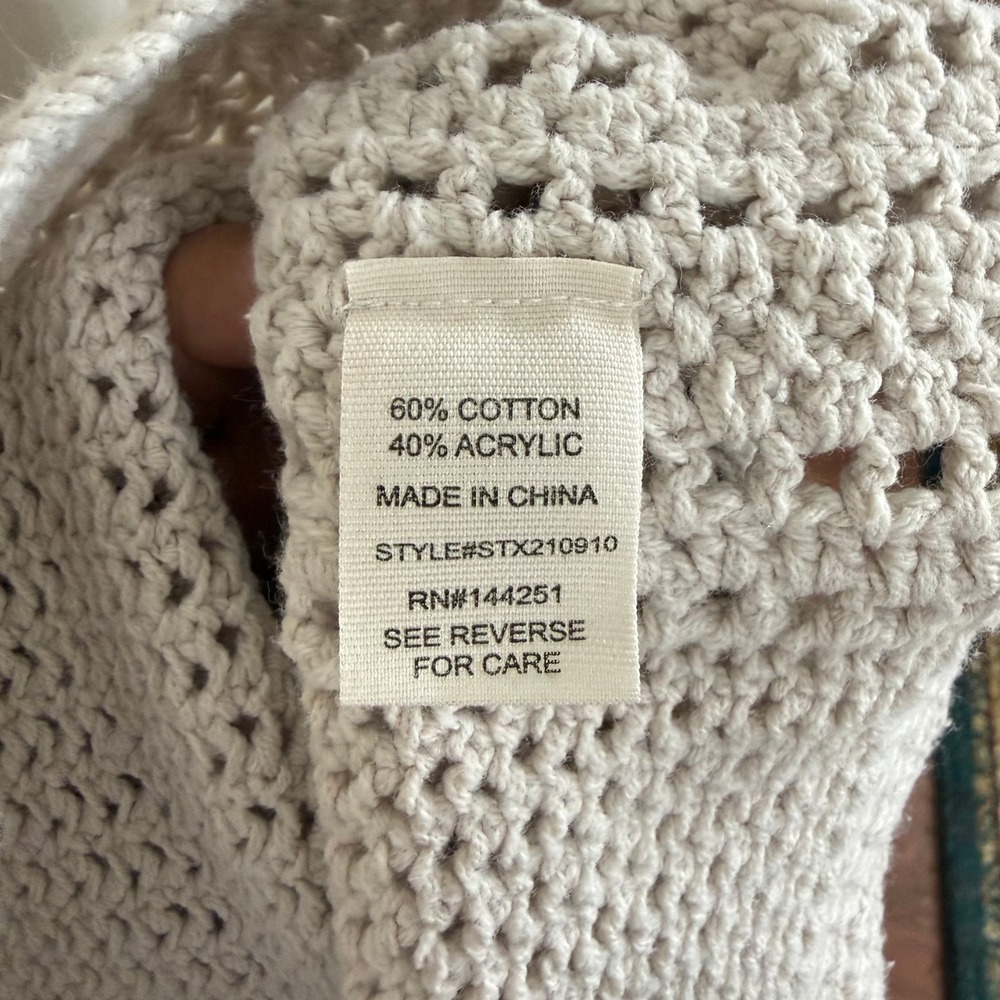 Jessica Simpson Womens Crochet Tank Top Ivory Floral Boho Knit Medium STX210910 - Picture 6 of 6